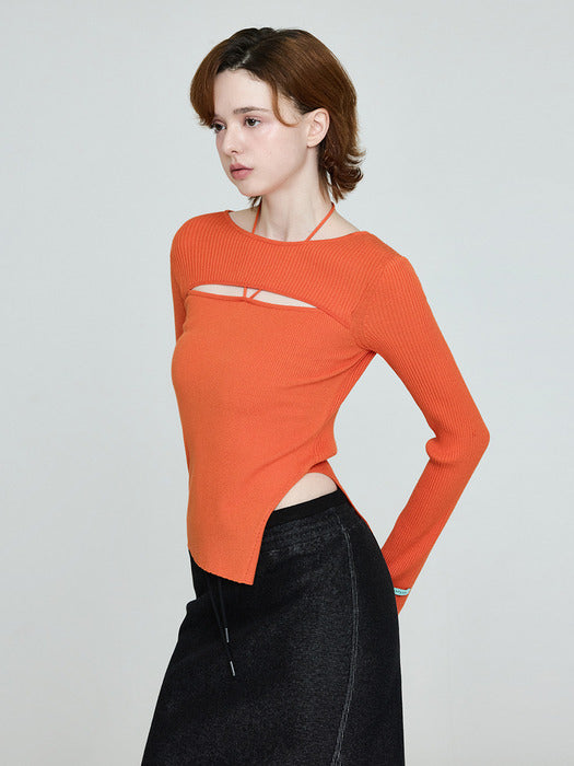 Instantfunk Ribbon Diagonal Knitwear - Orange