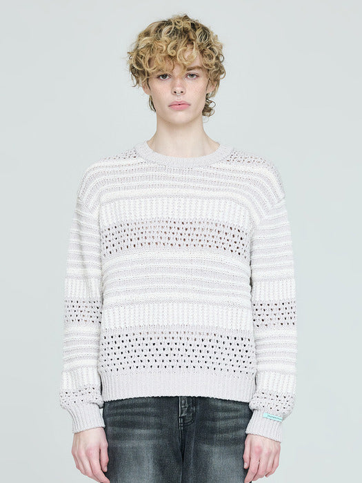 Instantfunk Men's Color Block Knitwear - Light Gray