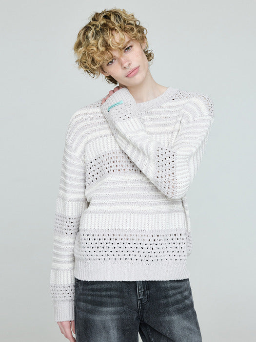 Instantfunk Men's Color Block Knitwear - Light Gray