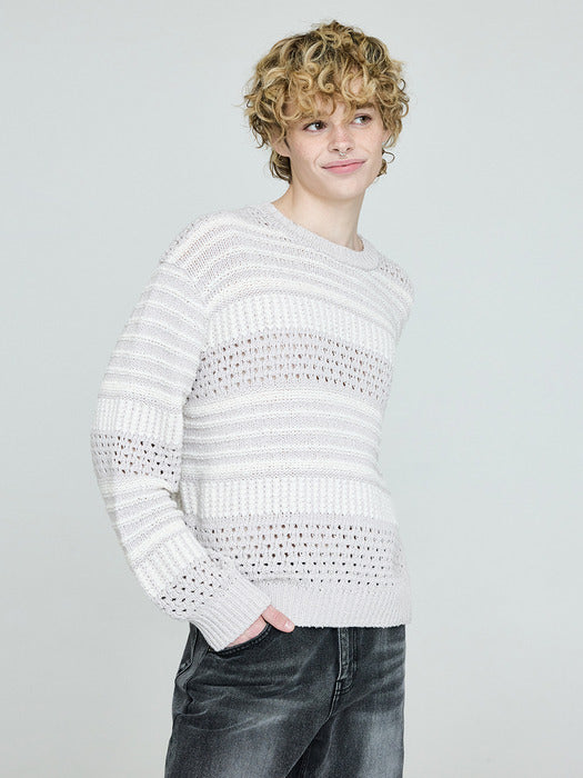 Instantfunk Men's Color Block Knitwear - Light Gray