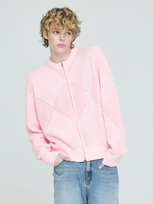 Instantfunk Men's Zip-Up Cardigan - Pink