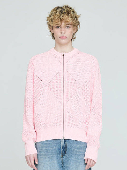 Instantfunk Men's Zip-Up Cardigan - Pink