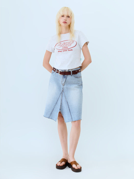 [Instantfunk] Midi Denim Skirt - Light Blue