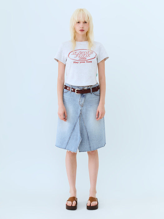 [Instantfunk] Midi Denim Skirt - Light Blue