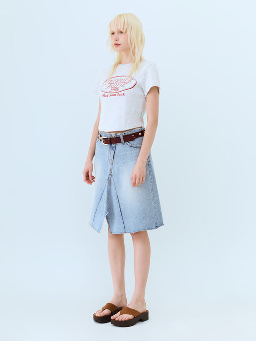 [Instantfunk] Midi Denim Skirt - Light Blue