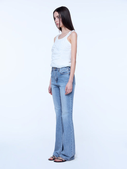 Instantfunk Vintage Washing Bootcut Pants - Blue