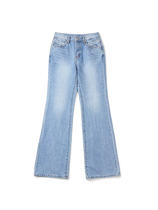Instantfunk Vintage Washing Bootcut Pants - Blue