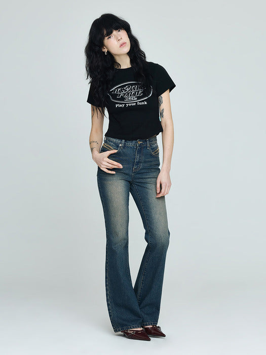 Instantfunk Vintage Washing Bootcut Pants - Deep Blue