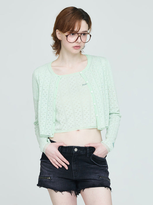 Instantfunk Round Crop Cardigan - Mint