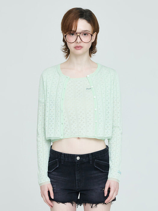 Instantfunk Round Crop Cardigan - Mint