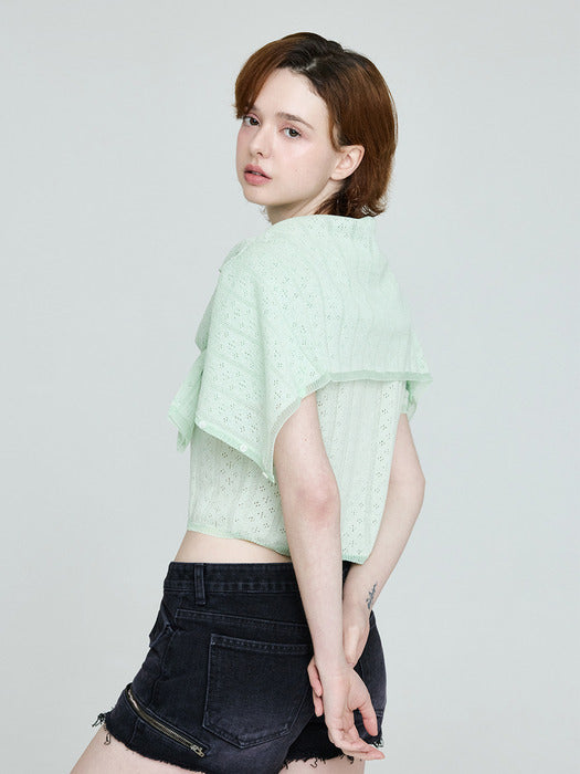 Instantfunk Round Crop Cardigan - Mint