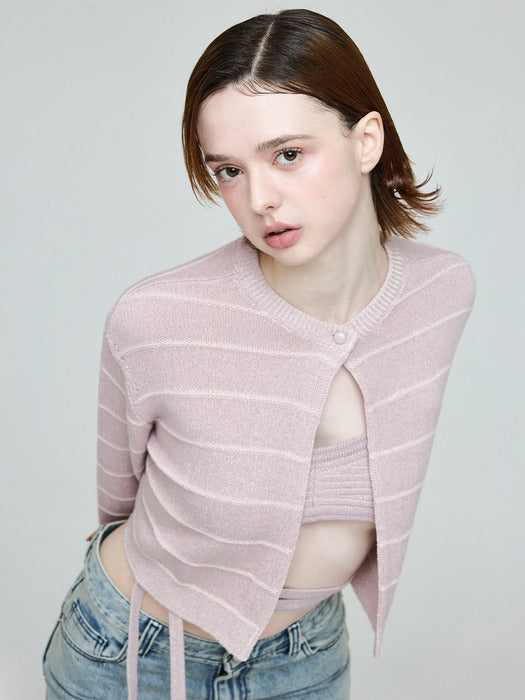 Instantfunk Two-Way Crop Cardigan - Pink