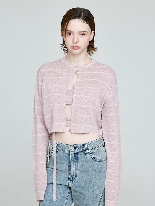 Instantfunk Two-Way Crop Cardigan - Pink
