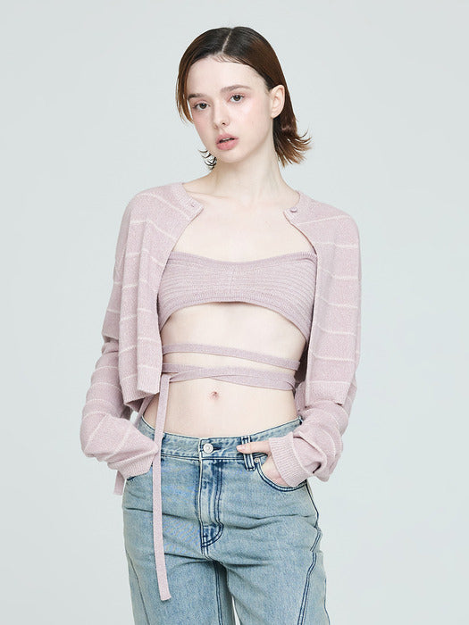 Instantfunk Two-Way Crop Cardigan - Pink