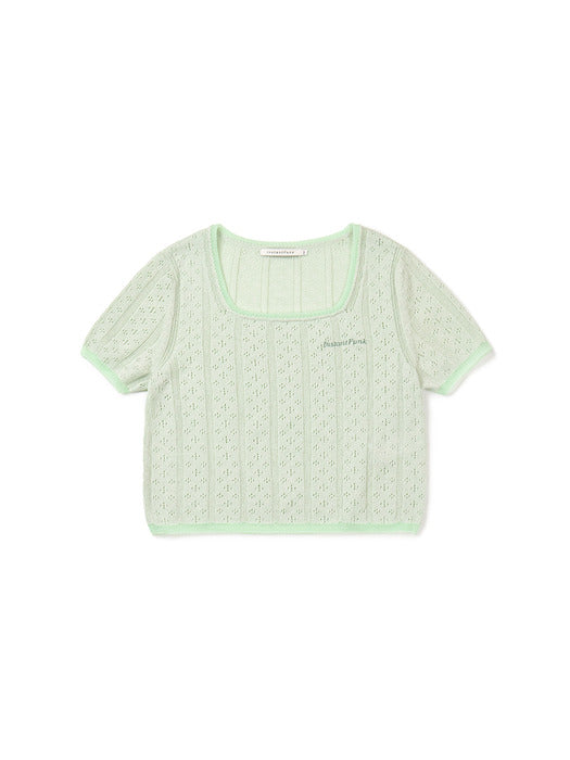 Instantfunk Embroidered Short-Sleeve Knitwear - Mint