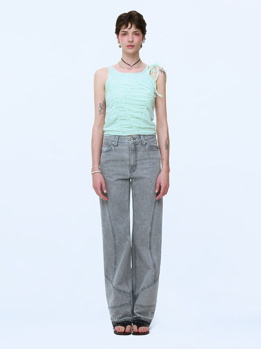 Instantfunk Semi-Wide Denim Pants - Gray