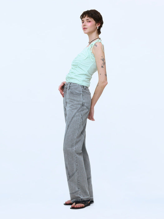 Instantfunk Semi-Wide Denim Pants - Gray
