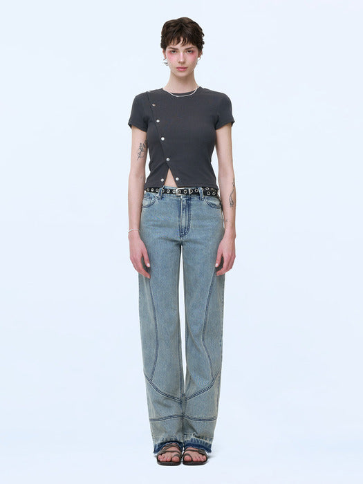 Instantfunk Semi-Wide Denim Pants - Blue