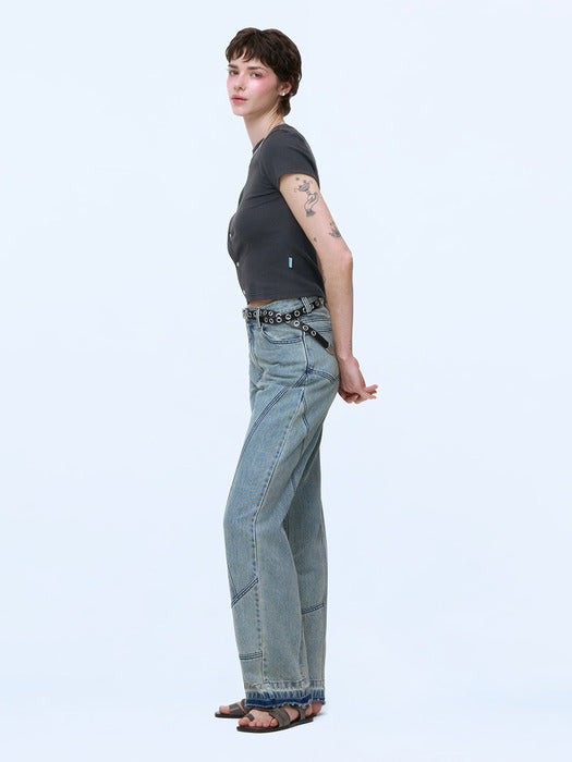 Instantfunk Semi-Wide Denim Pants - Blue