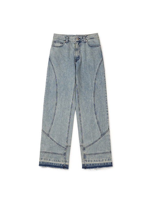 Instantfunk Semi-Wide Denim Pants - Blue
