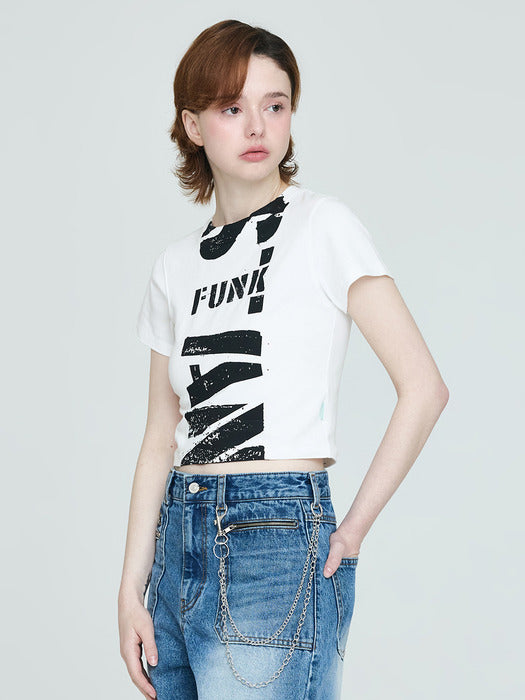Instantfunk Cropped Vintage Logo T-shirt - White
