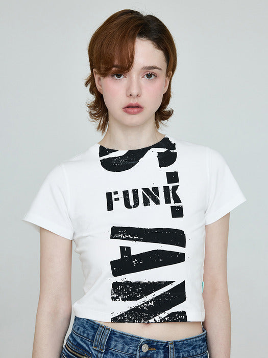 [Instantfunk] Crop Vintage Logo T-shirt - White