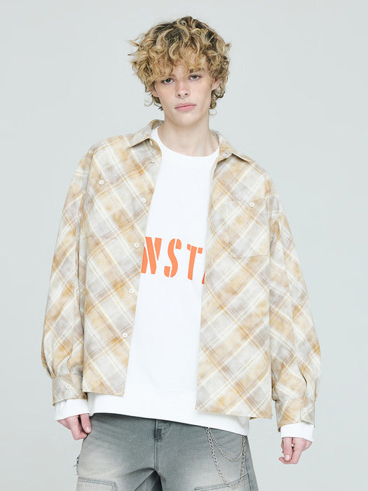 Instantfunk Logo Check Shirt - Beige
