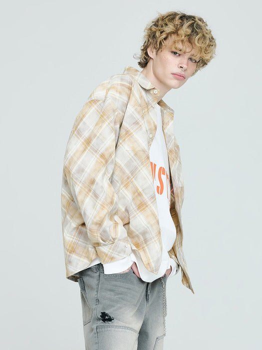 Instantfunk Logo Check Shirt - Beige