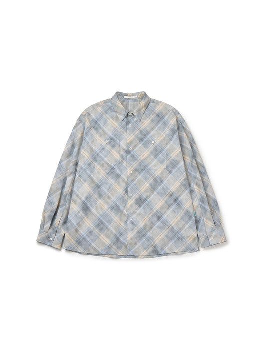 [Instantfunk] Logo Check Shirt - Blue
