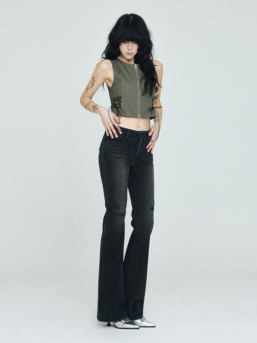 Instantfunk Two-Button Bootcut Pants - Black