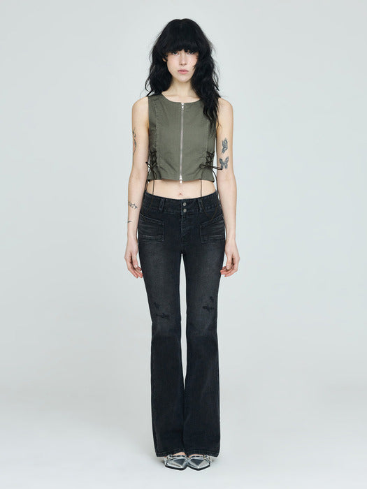 Instantfunk Two-Button Bootcut Pants - Black