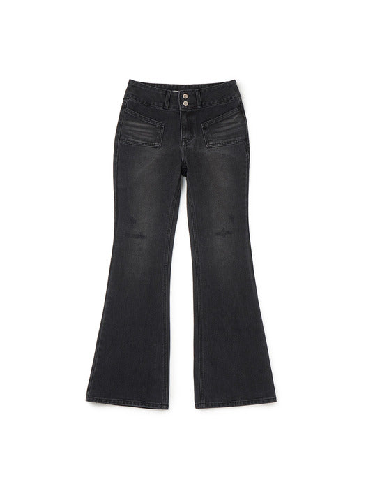 Instantfunk Two-Button Bootcut Pants - Black