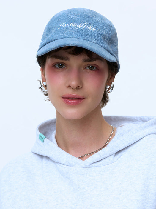 Instantfunk Denim Flower Camp Cap - Indigo Blue