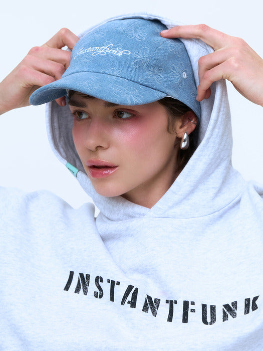 Instantfunk Denim Flower Camp Cap - Indigo Blue