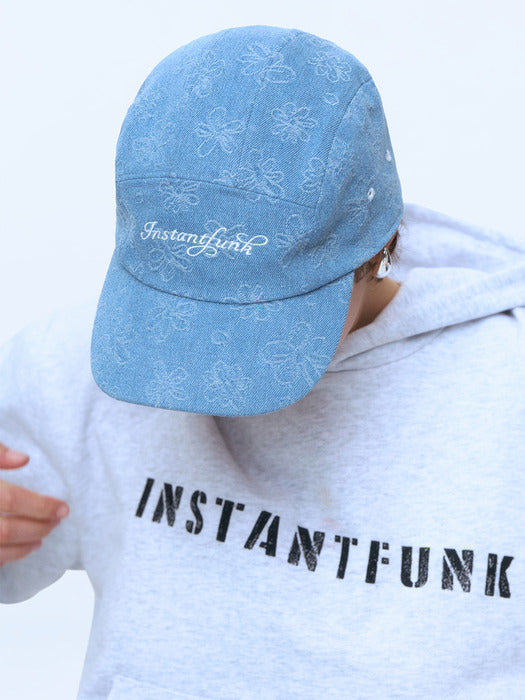 Instantfunk Denim Flower Camp Cap - Indigo Blue