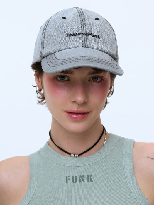 Instantfunk Washed Embroidered Ball Cap - Gray