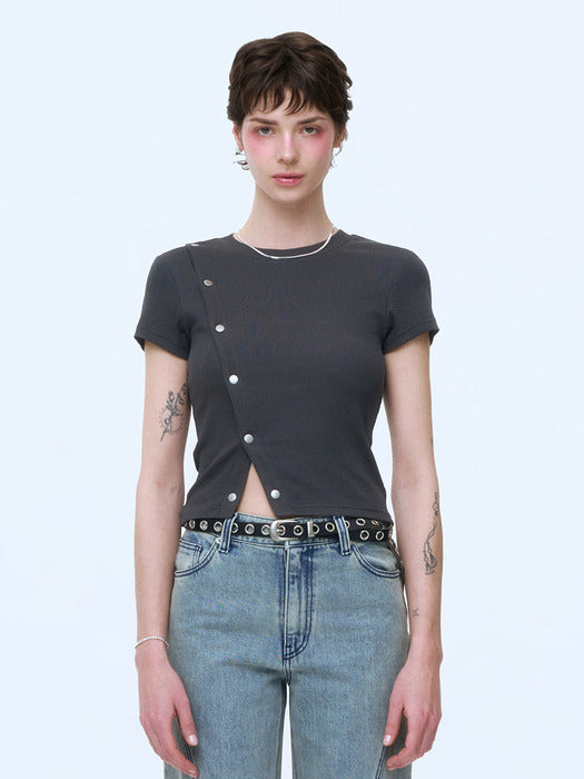 Instantfunk Snap Button T-shirt - Charcoal