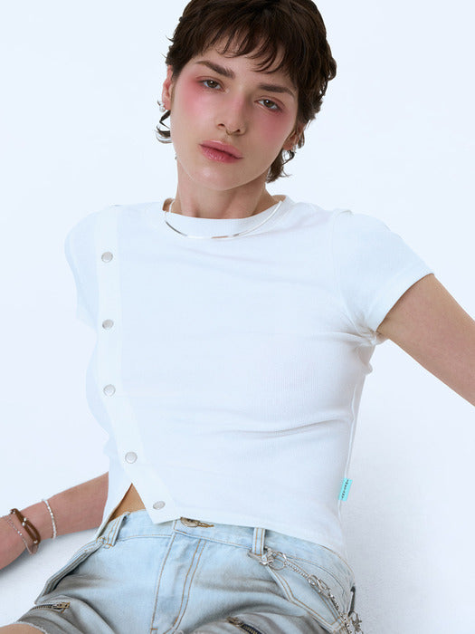 Instantfunk Snap Button T-shirt - White