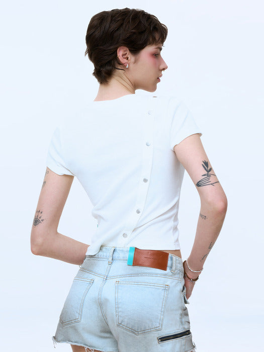 Instantfunk Snap Button T-shirt - White