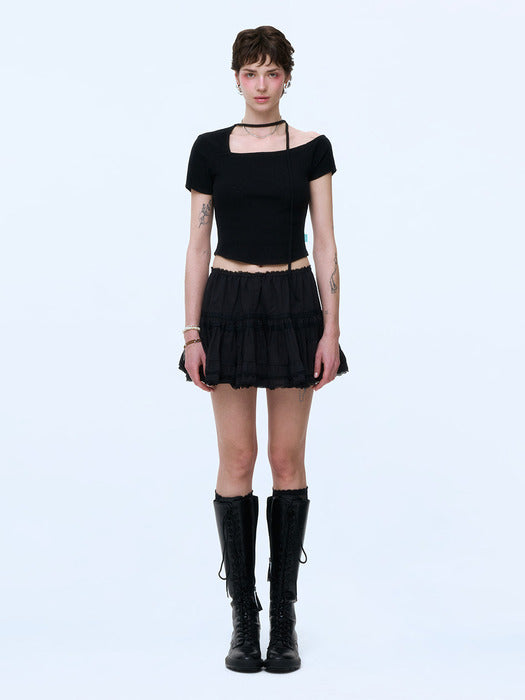 Instantfunk Cotton Lace Mini Skirt - Black