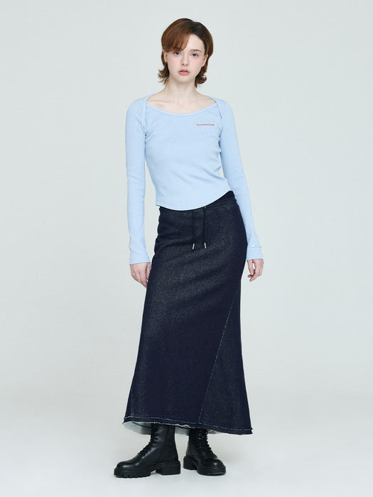 Instantfunk Washed Jersey Skirt - Indigo Blue