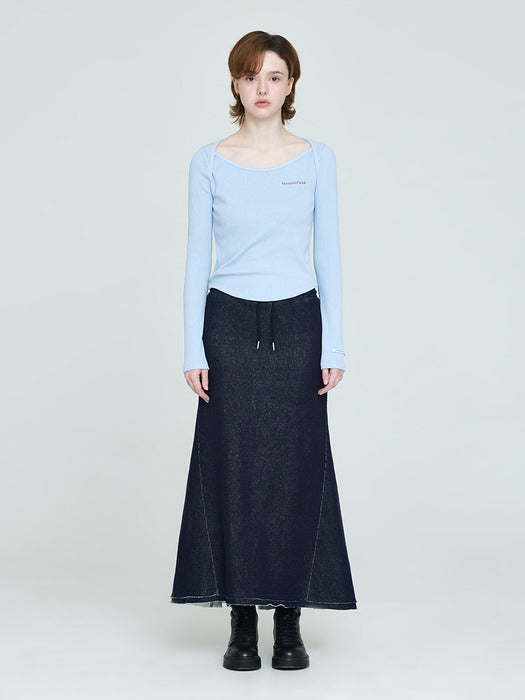 Instantfunk Washed Jersey Skirt - Indigo Blue