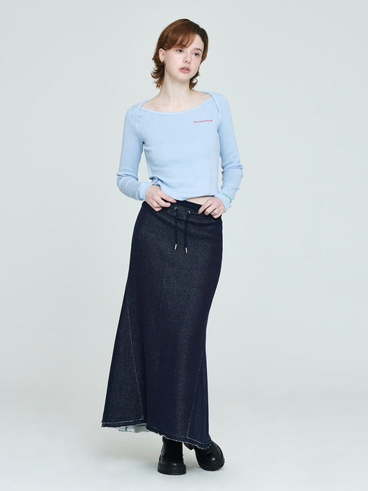 Instantfunk Washed Jersey Skirt - Indigo Blue