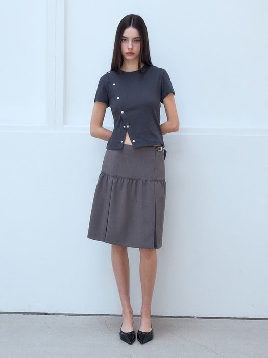 Instantfunk Classic Midi Skirt - Oat Gray