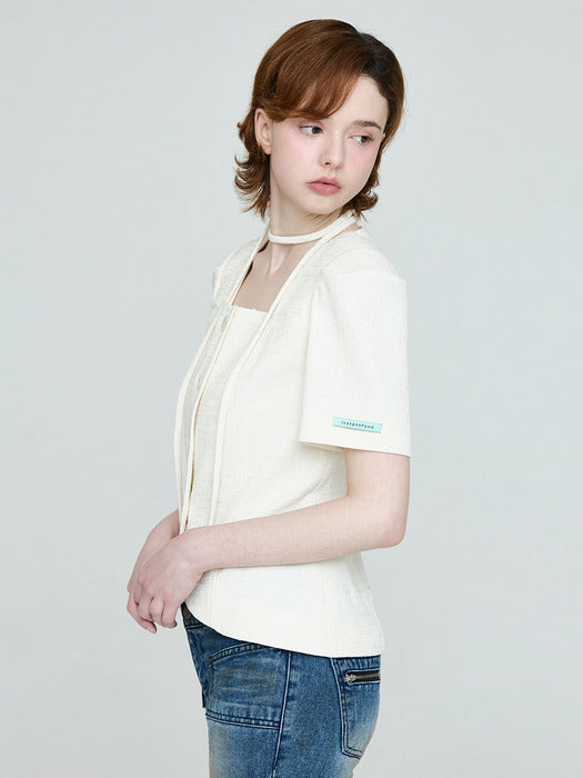 Instantfunk Summer Square Neck Short-Sleeve Jacket - Ivory