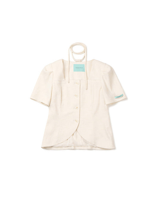 Instantfunk Summer Square Neck Short-Sleeve Jacket - Ivory