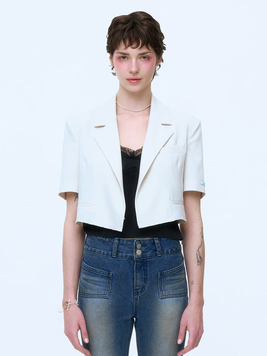 Instantfunk Summer Crop Short-Sleeve Jacket - Light Beige