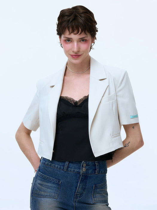 Instantfunk Summer Crop Short-Sleeve Jacket - Light Beige
