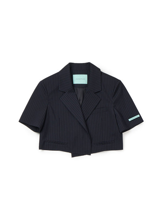Instantfunk Summer Crop Short-Sleeve Jacket - Navy