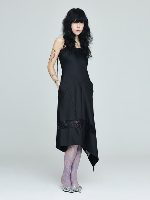 Instantfunk Uneven Sleeveless Dress - Black